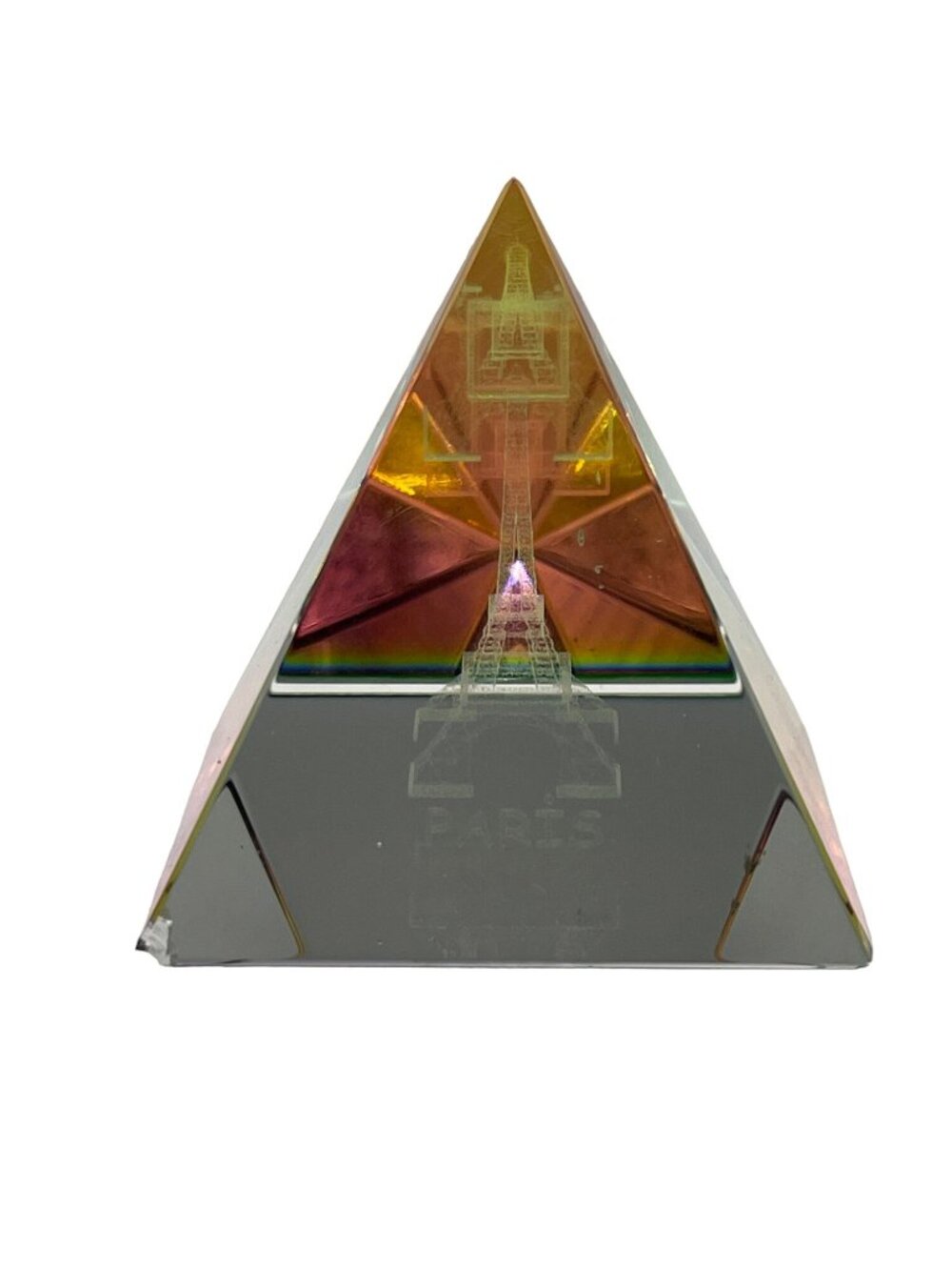 Glass Pyramid Paperweight Eiffel Tower Paris 2 x 2